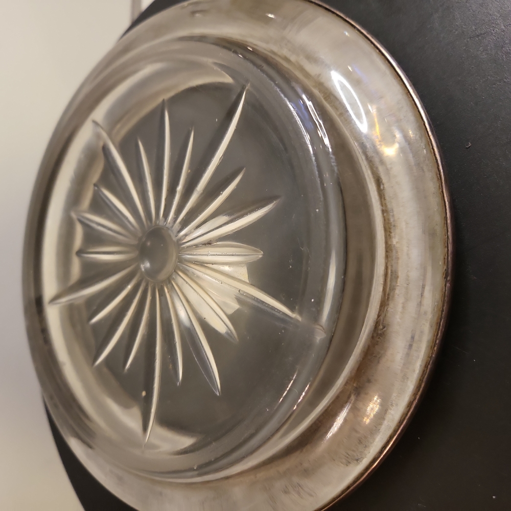 Sterling Silver and Glass Wine Bottle Coaster / Trinket Dish 7" Frank Whiting Co - Picture 6 of 12